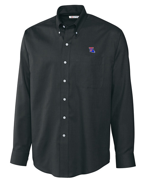 Louisiana Tech Bulldogs Cutter & Buck Epic Easy Care Nailshead Mens Big and Tall Long Sleeve Dress Shirt Black Mannequin