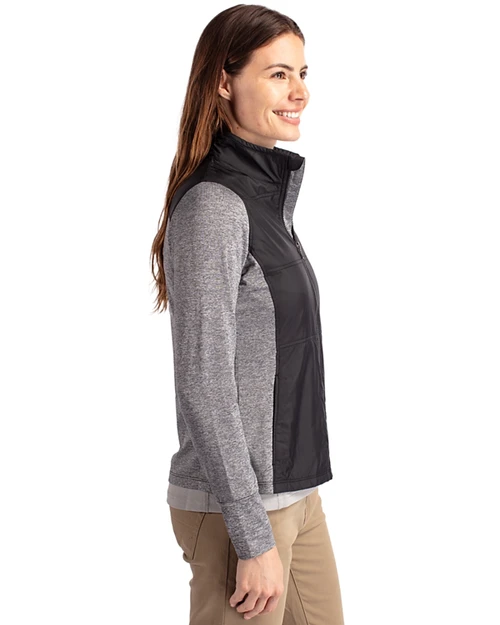 Charlotte 49ers Cutter & Buck Stealth Recycled Hybrid Quilted Womens Windbreaker Jacket Black Side