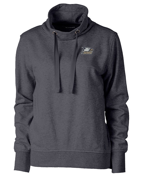 Georgia Southern Eagles Cutter & Buck Saturday Cotton Blend Womens Funnel Neck Sweatshirt Charcoal Heather Mannequin