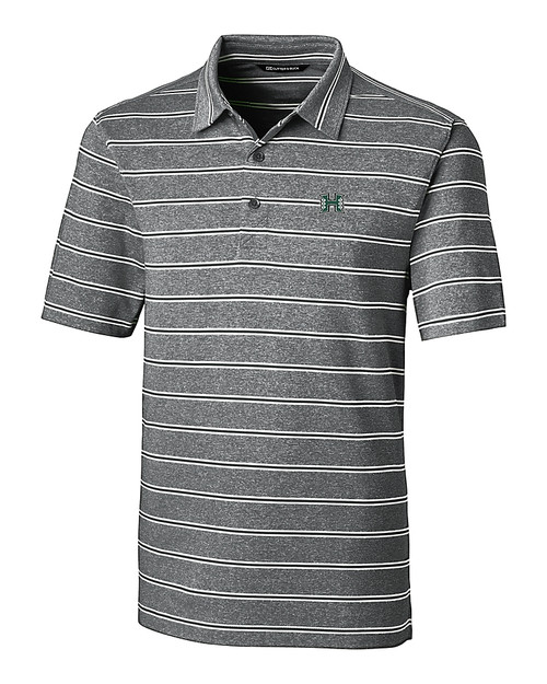 Hawaii Warriors Cutter & Buck Forge Epic Confidence Recycled Heathered Stripe Stretch Mens Polo Black Mannequin