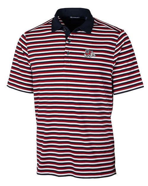 Fresno State Bulldogs Cutter & Buck Mens Forge Polo Multi Stripe Cardinal Red Mannequin