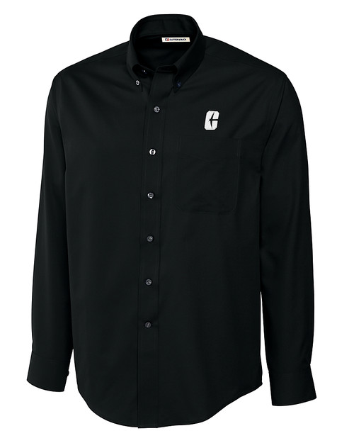 Charlotte 49ers Cutter & Buck Epic Easy Care Fine Twill Mens Long Sleeve Dress Shirt Black Mannequin
