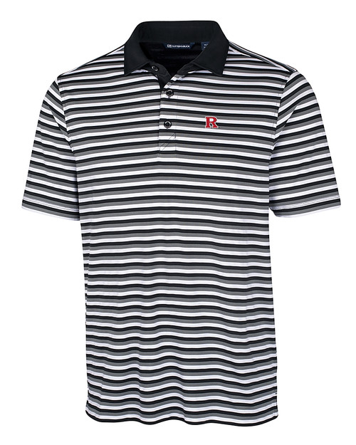 Rutgers Scarlet Knights Cutter & Buck Big & Tall Forge Polo Multi Stripe Black Mannequin