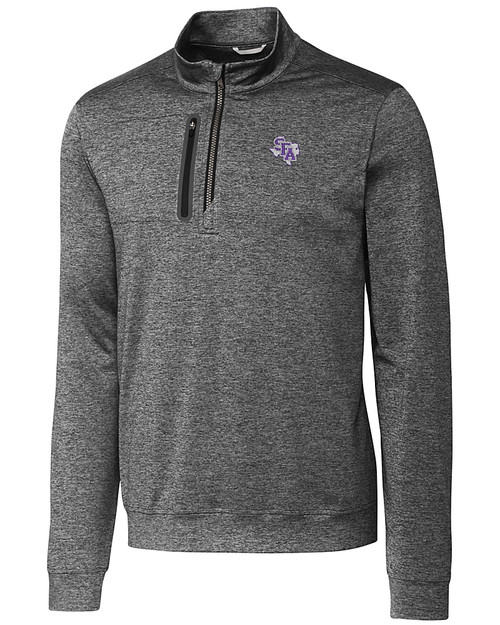 Stephen F Austin Lumberjacks Cutter & Buck Stealth Heathered Mens Big and Tall  Quarter Zip Pullover EG_MANN_HG 