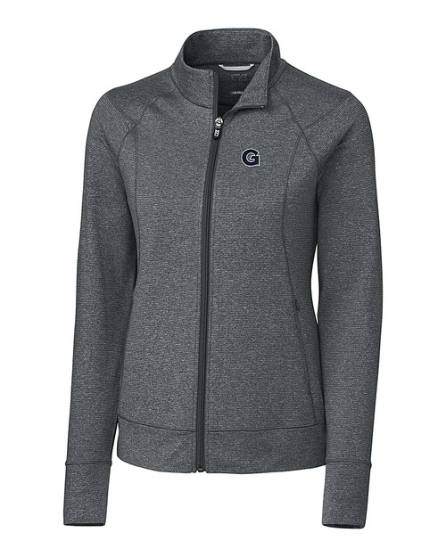 Georgetown Hoyas Cutter & Buck Shoreline Heathered Womens Full Zip Jacket Charcoal Heather Mannequin