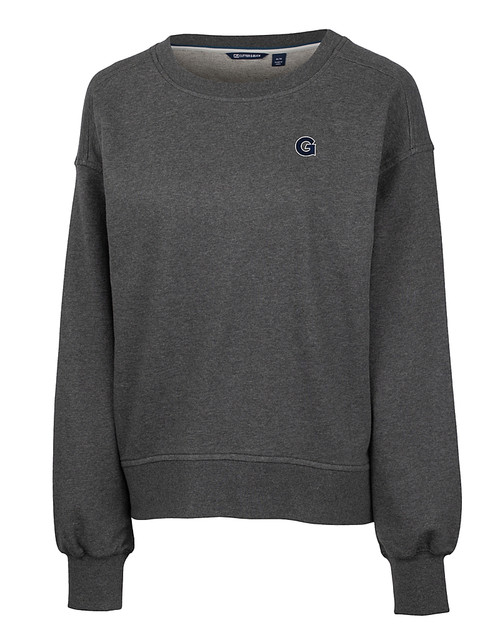 Georgetown Hoyas Cutter & Buck Saturday Cotton Blend Womens Crew Neck Sweatshirt Charcoal Heather Mannequin