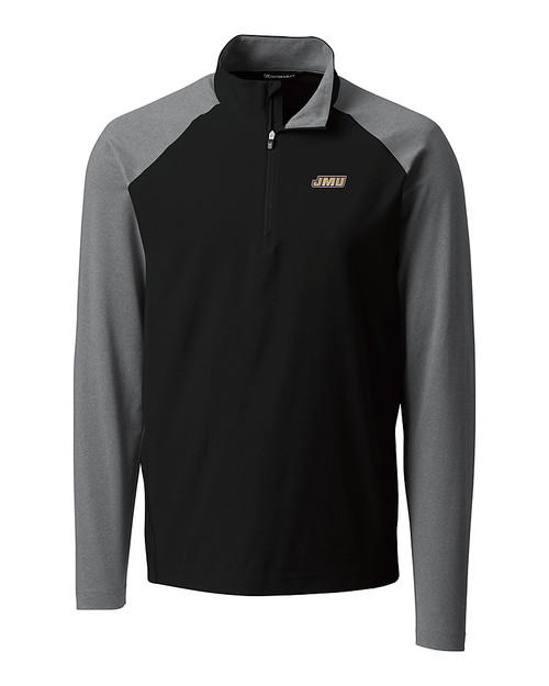 James Madison Dukes Cutter & Buck Response Lightweight Hybrid Quarter Zip Mens Pullover Windbreaker Black Mannequin