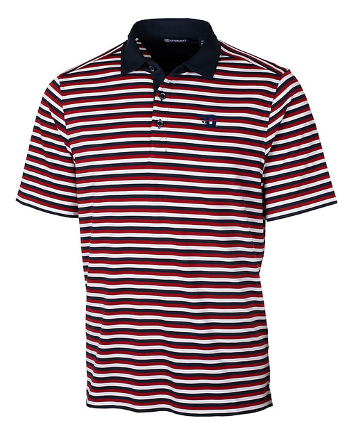 Dayton Flyers Cutter & Buck Mens Forge Polo Multi Stripe Cardinal Red Mannequin