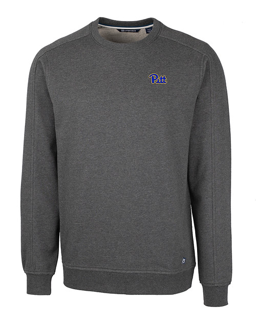 Pitt Panthers Cutter & Buck Saturday Cotton Blend Mens Crew Neck Sweatshirt Charcoal Heather Mannequin