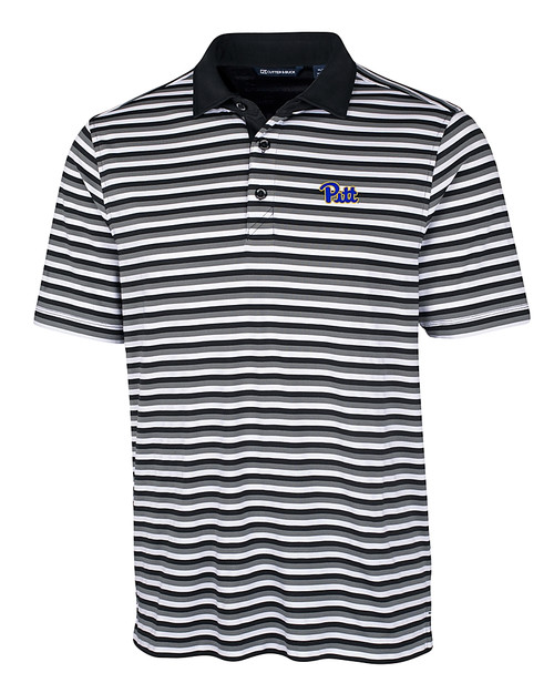 Pitt Panthers Cutter & Buck Mens Forge Polo Multi Stripe Black Mannequin