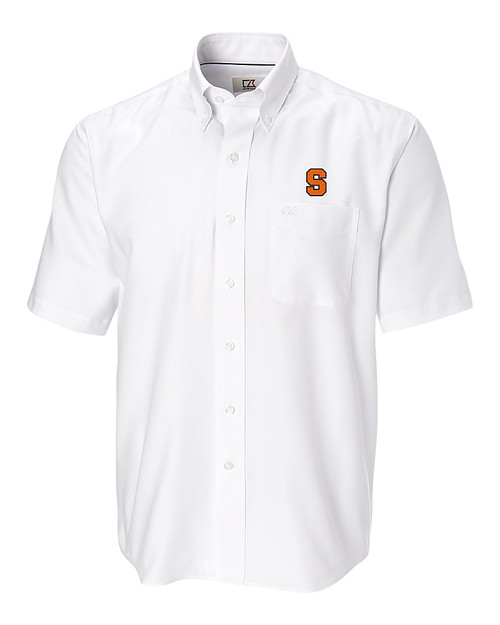 Syracuse Orange Cutter & Buck Epic Easy Care Nailshead Mens Big and Tall Short Sleeve Dress Shirt White Mannequin