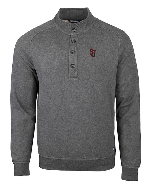 St Johns Red Storm Cutter & Buck Saturday Cotton Blend Mens Mock Pullover Sweatshirt CCH_MANN_HG 