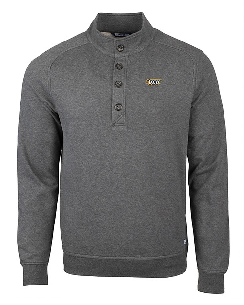 VCU Rams Cutter & Buck Saturday Cotton Blend Mens Mock Pullover Sweatshirt CCH_MANN_HG 