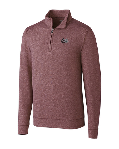 Montana Grizzlies Cutter & Buck Shoreline Heathered Quarter Zip Mens Pullover Bordeaux Heather Mannequin