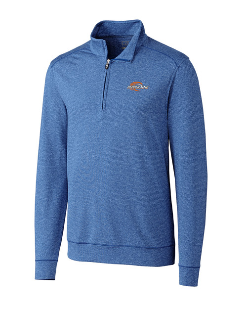 Pepperdine Waves Cutter & Buck Shoreline Heathered Quarter Zip Mens Pullover TBH_MANN_HG 1