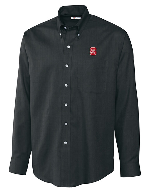 NC State Wolfpack Cutter & Buck Epic Easy Care Nailshead Mens Big and Tall Long Sleeve Dress Shirt Black Mannequin