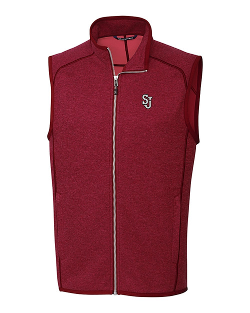 St Johns Red Storm Cutter & Buck Mainsail Sweater-Knit Mens Full Zip Vest CRH_MANN_HG 