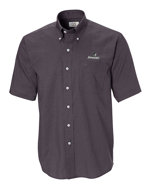 Providence Friars Cutter & Buck Epic Easy Care Nailshead Mens Short Sleeve Dress Shirt Black Mannequin