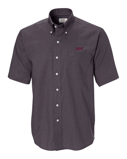 Eastern Kentucky Colonels Cutter & Buck Epic Easy Care Nailshead Mens Short Sleeve Dress Shirt Black Mannequin