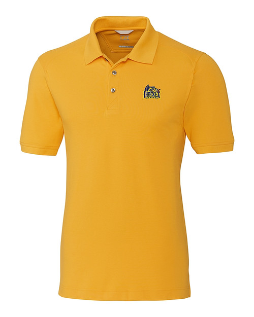 Drexel Dragons Cutter & Buck Advantage Eco Tri-Blend Pique Mens Big and Tall Polo College Gold Mannequin