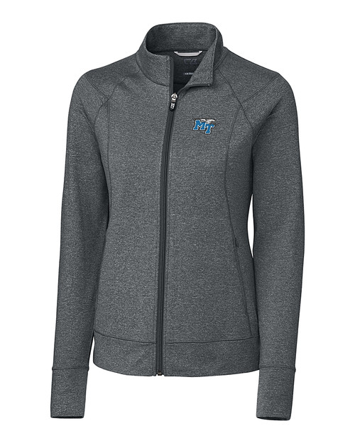 Middle Tennessee Blue Raiders Cutter & Buck Shoreline Heathered Womens Full Zip Jacket Charcoal Heather Mannequin