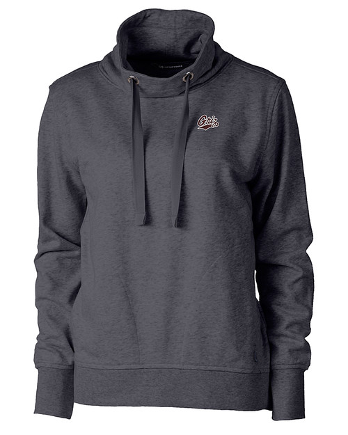 Montana Grizzlies Cutter & Buck Saturday Cotton Blend Womens Funnel Neck Sweatshirt Charcoal Heather Mannequin
