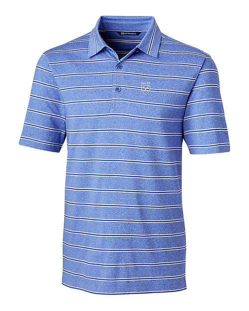 Emory Eagles Cutter & Buck Forge Epic Confidence Recycled Heathered Stripe Stretch Mens Polo Chelan Blue Mannequin