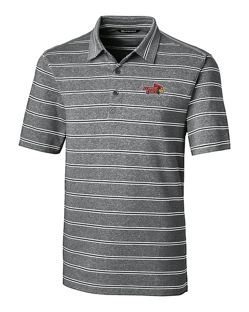 Illinois State Redbirds Cutter & Buck Forge Epic Confidence Recycled Heathered Stripe Stretch Mens Polo Black Mannequin