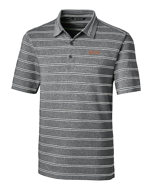 UOP Tigers Cutter & Buck Forge Epic Confidence Recycled Heathered Stripe Stretch Mens Polo Black Mannequin