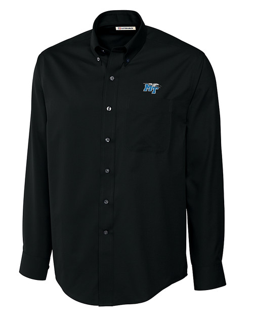 Middle Tennessee Blue Raiders Cutter & Buck Epic Easy Care Fine Twill Mens Big and Tall Dress Shirt Black Mannequin