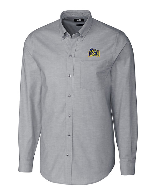Drexel Dragons Cutter & Buck Stretch Oxford Mens Big and Tall Long Sleeve Dress Shirt CC_MANN_HG 