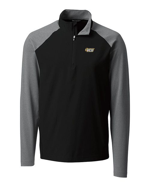 VCU Rams Cutter & Buck Response Lightweight Hybrid Quarter Zip Mens Pullover Windbreaker Black Mannequin