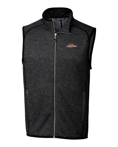 Pepperdine Waves Cutter & Buck Mainsail Sweater-Knit Mens Big and Tall Full Zip Vest CCH_MANN_HG 