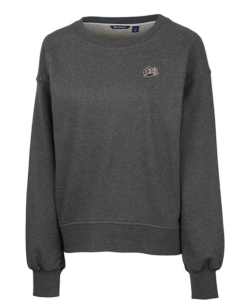 Montana Grizzlies Cutter & Buck Saturday Cotton Blend Womens Crew Neck Sweatshirt Charcoal Heather Mannequin