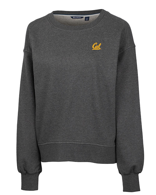 Cal Golden Bears Cutter & Buck Saturday Cotton Blend Womens Crew Neck Sweatshirt Charcoal Heather Mannequin