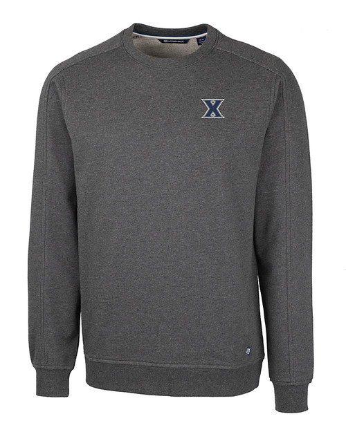 Xavier Musketeers Cutter & Buck Saturday Cotton Blend Mens Crew Neck Sweatshirt Charcoal Heather Mannequin