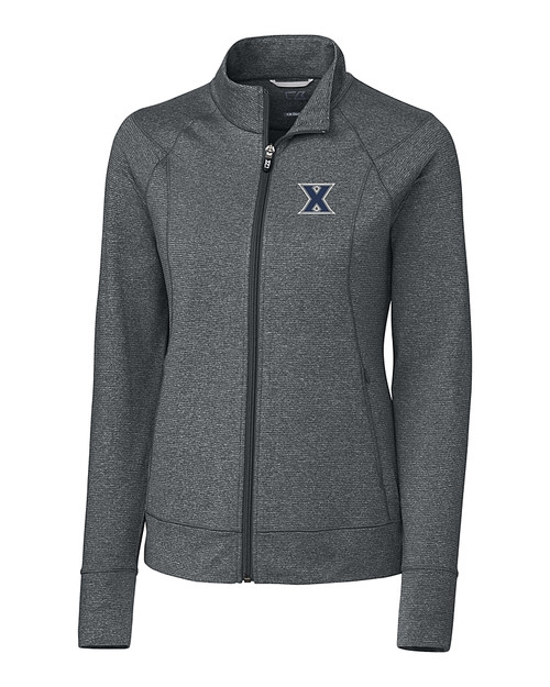 Xavier Musketeers Cutter & Buck Shoreline Heathered Womens Full Zip Jacket Charcoal Heather Mannequin