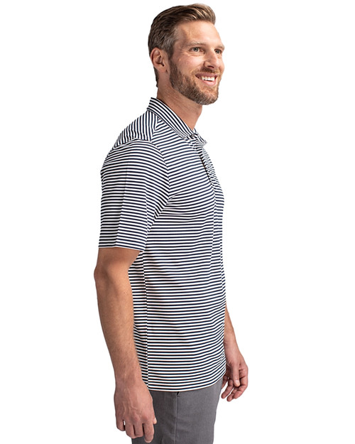 Men's Cutter & Buck Gray/White Chicago Cubs Virtue Eco Pique Micro Stripe Recycled Polo Size: Medium