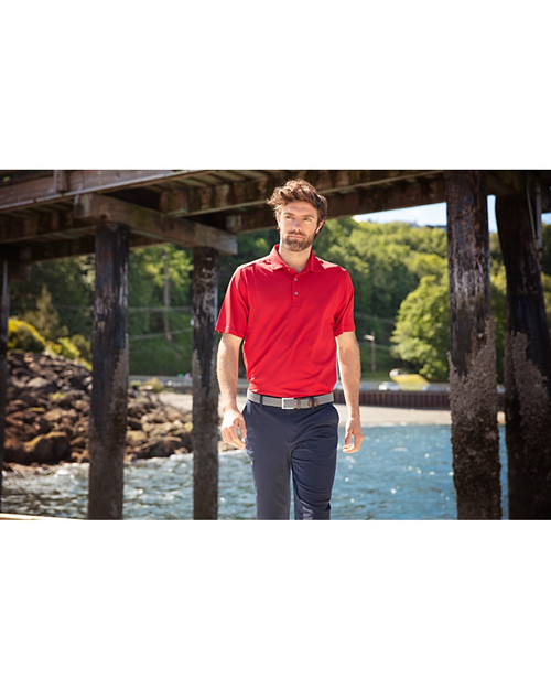 Men's Cutter & Buck Red/Navy Toronto Blue Jays Virtue Eco Pique Micro Stripe Recycled Polo Size: Extra Large