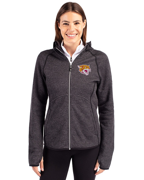 Bethune-Cookman Wildcats Cutter & Buck Mainsail Full Zip Hooded Womens Jacket Charcoal Heather Front