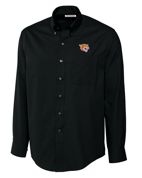 Bethune-Cookman Wildcats Cutter & Buck Epic Easy Care Fine Twill Mens Long Sleeve Dress Shirt Black Mannequin