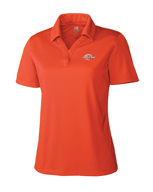 Pepperdine Waves Cutter & Buck Genre Textured Solid Womens Polo College Orange Mannequin