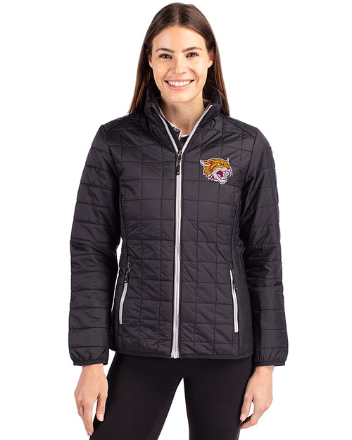 Bethune-Cookman Wildcats Cutter & Buck Rainier PrimaLoft®  Womens Eco Insulated Full Zip Puffer Jacket Black Front