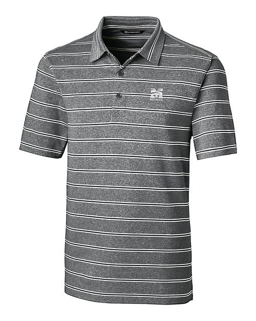 Morehouse Maroon Tigers Cutter & Buck Forge Epic Confidence Recycled Heathered Stripe Stretch Mens Polo Black Mannequin
