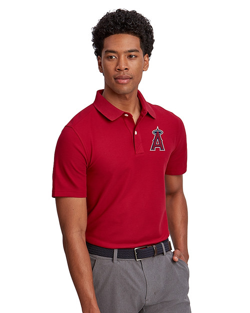 Los Angeles Angels Cutter & Buck Big & Tall Breakthrough Polo Cardinal Red Front