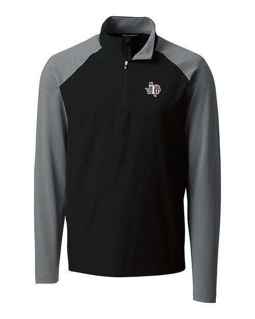 Texas Southern Tigers Cutter & Buck Response Lightweight Hybrid Quarter Zip Mens Pullover Windbreaker Black Mannequin