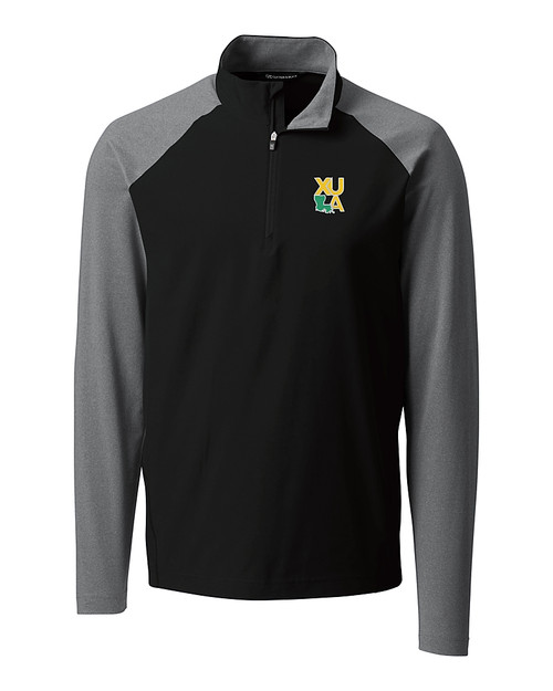 Xavier Gold Rush Cutter & Buck Response Lightweight Hybrid Quarter Zip Mens Pullover Windbreaker BL_MANN_HG 