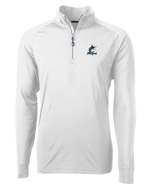 Miami Marlins Cutter & Buck Adapt Eco Knit Stretch Recycled Mens Quarter Zip Pullover WH_MANN_HG 1