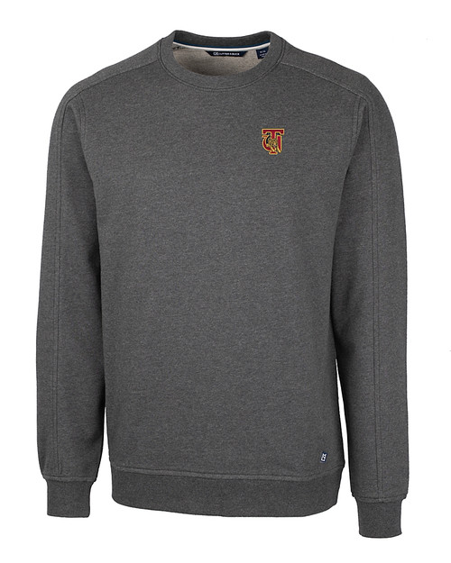 Tuskegee Golden Tigers Cutter & Buck Saturday Cotton Blend Mens Crew Neck Sweatshirt Charcoal Heather Mannequin