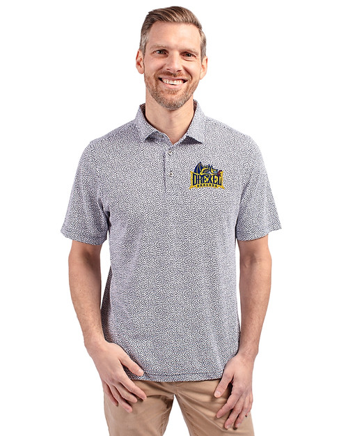 Drexel Dragons Cutter & Buck Virtue Eco Pique Botanical Print Recycled Mens Polo Navy Blue Front